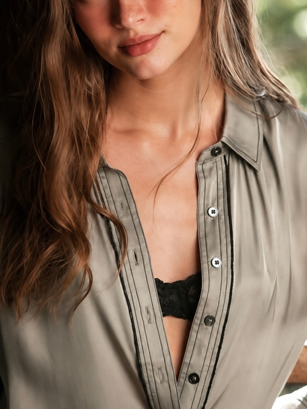 Anthropologie Pilcro Longline Silken Buttondown Shirt